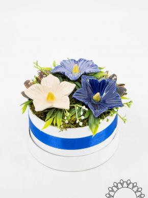 Blumenbox mit Malven - Blau