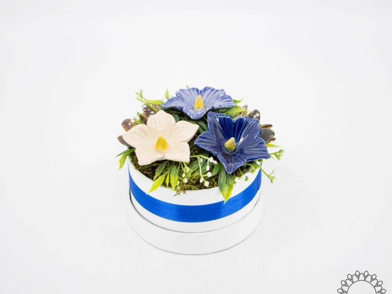 Virágdoboz Mályvákkal - Kék