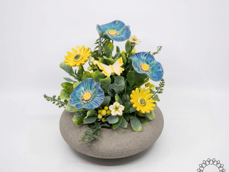 Nagy Asztaldísz Mezei Virágokkal - Kék