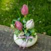Közepes Asztaldísz Tulipánokkal  - Rózsaszín