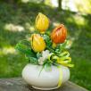 Közepes Asztaldísz Tulipánokkal  - Sárga